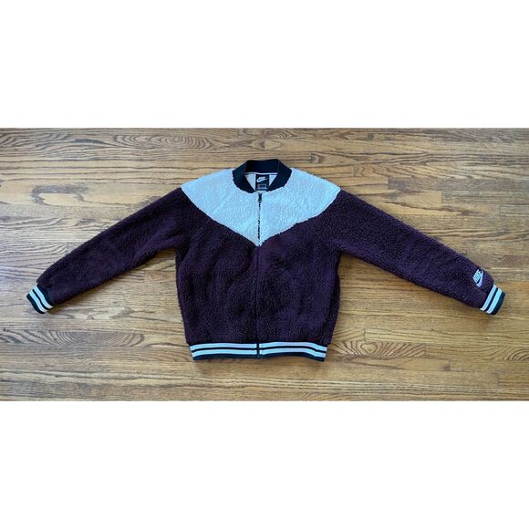 Nike Brown White Full Zip Fleece Jacket Women's Size Small - Picture 3 of 10